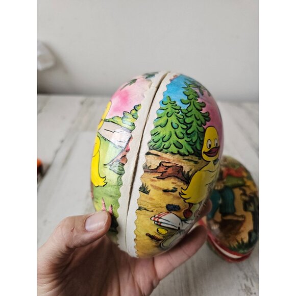 Vintage East West Germany Easter egg paper decor container set - Picture 2 of 10
